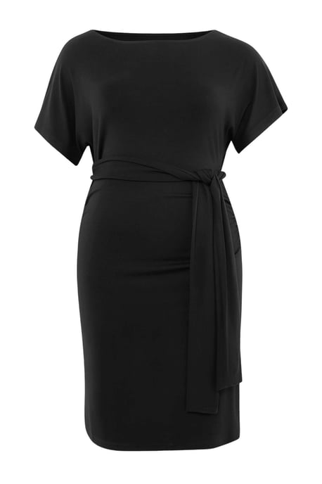 Trendyol Curve Damen Schwarz Einfarbig Midi Kurz Bodycon Große Größen Kleid - Image 3