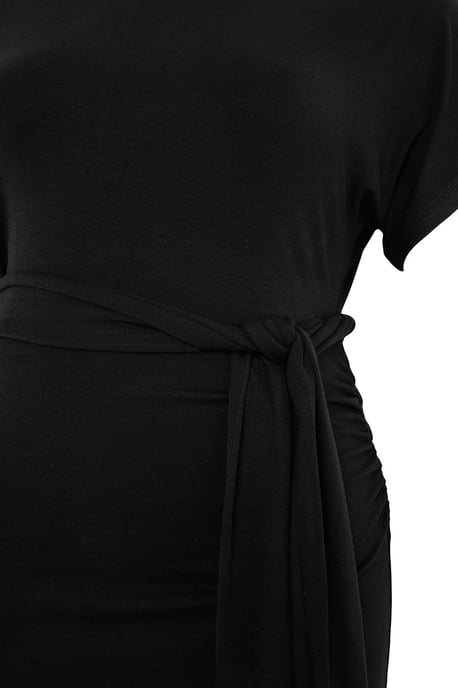 Trendyol Curve Damen Schwarz Einfarbig Midi Kurz Bodycon Große Größen Kleid - Image 4