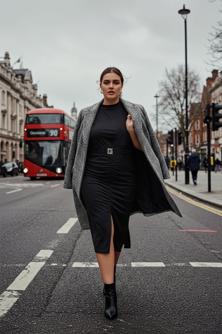 Trendyol Curve Damen Schwarz Einfarbig Midi Ärmellos Elegant/Abend Bodycon Große Größen Kleid - Image 1