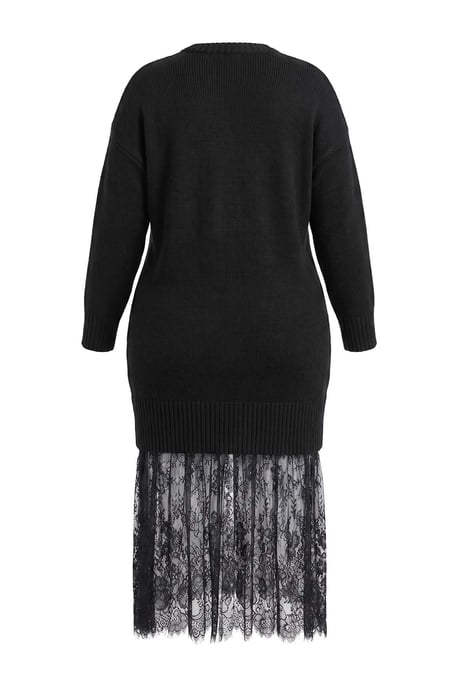 Trendyol Curve Damen Schwarz Einfarbig Midi 3/4-Arm A-Linie Große Größen Kleid - Image 5