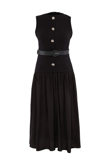 Trendyol Curve Damen Schwarz Einfarbig Midi Ärmellos Business A-Linie Große Größen Kleid - Image 4