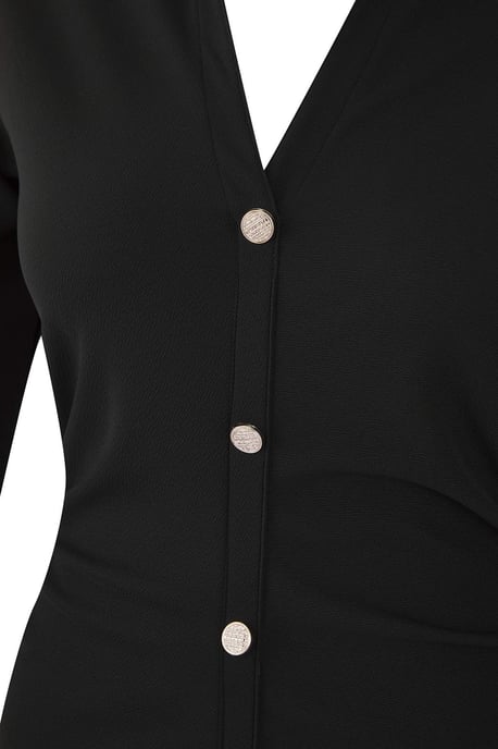 Trendyol Curve Damen Schwarz Einfarbig Midi Lang Casual Gerade Große Größen Kleid - Image 5