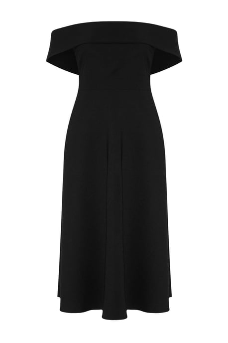 Trendyol Curve Damen Schwarz Einfarbig Midi Ärmellos Party Skater Große Größen Kleid - Image 3