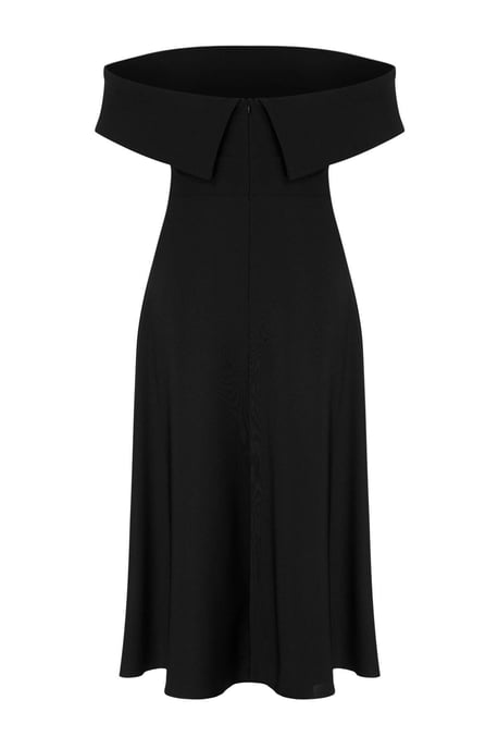Trendyol Curve Damen Schwarz Einfarbig Midi Ärmellos Party Skater Große Größen Kleid - Image 5