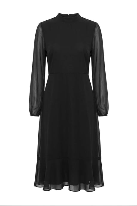 Trendyol Curve Damen Schwarz Einfarbig Midi Lang A-Linie Große Größen Kleid - Image 3
