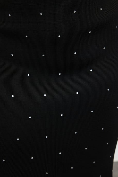 Trendyol Curve Damen Schwarz Einfarbig Midi Lang Elegant/Abend Bodycon Große Größen Kleid - Image 3