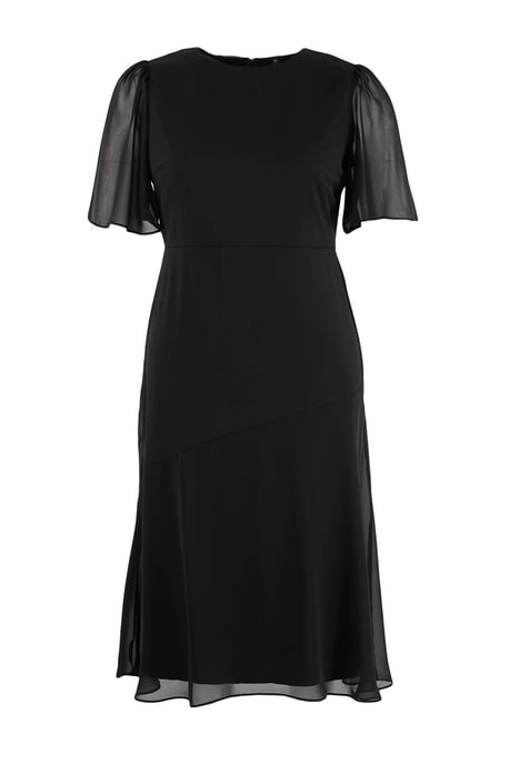 Trendyol Curve Damen Schwarz Einfarbig Midi Kurz Abend / Alltag Skater Große Größen Kleid - Image 3