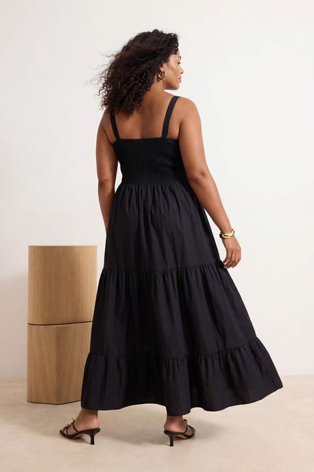 Trendyol Curve Damen Schwarz Einfarbig Midi Ärmellos Abend / Alltag Skater Große Größen Kleid - Image 5