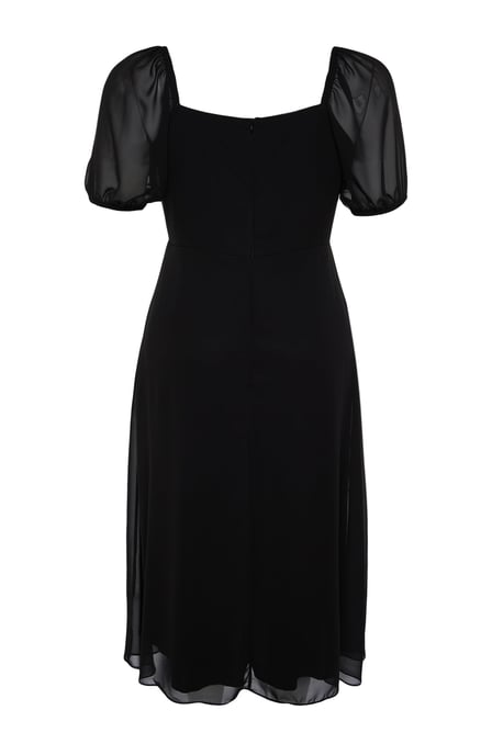Trendyol Curve Damen Schwarz Einfarbig Midi Kurz Casual A-Linie Große Größen Kleid - Image 5
