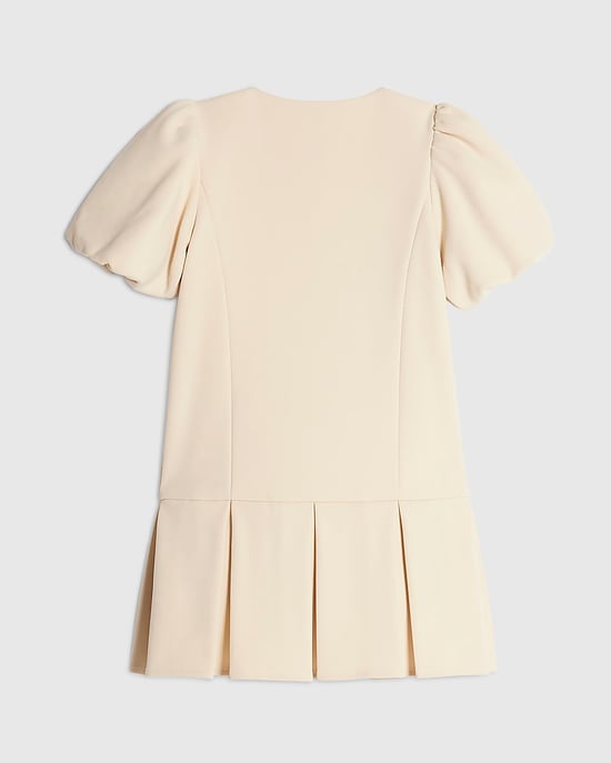 River Island Mädchenkleid Cremefarben Plissierter Schleifensaum Rundhalsausschnitt - Image 4