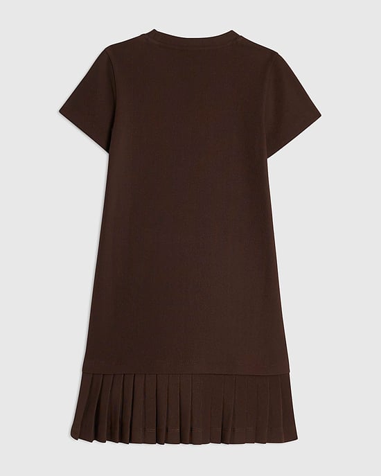 River Island Mädchenkleid Braun mit hochwertigem Plisseesaum - Image 4