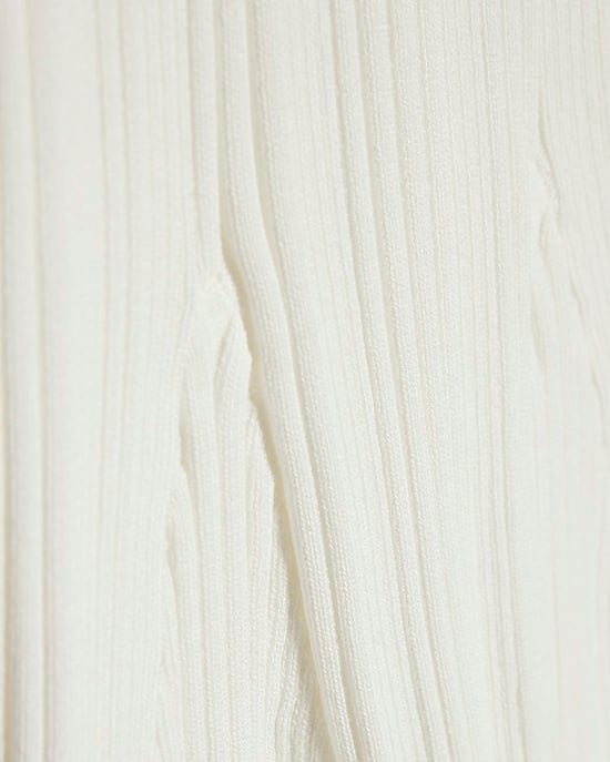 River Island Mädchen-Minikleid, Creme, Strick, ausgestellter Schnitt, Kragen - Image 3
