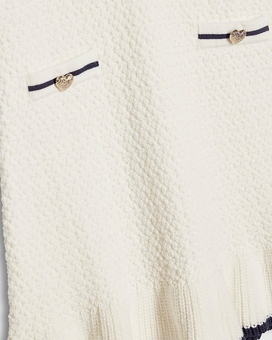 River Island Mädchenkleid aus Bouclé mit Schleife in Creme - Image 3