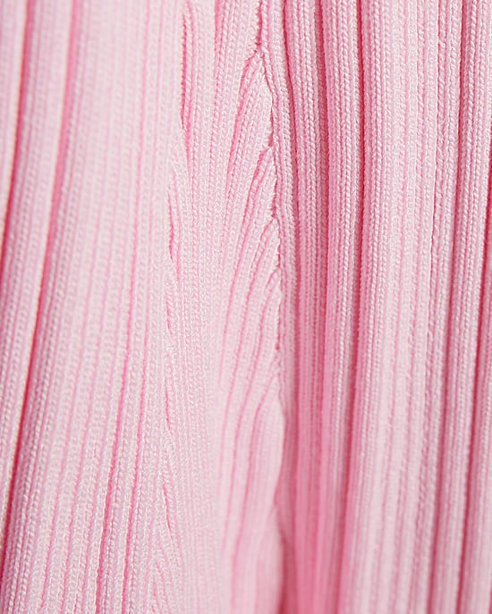 River Island Mini Mädchen Kleid mit Volants, Rosa, Strick, Kragen - Image 3