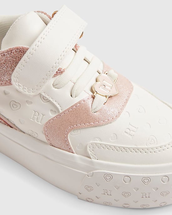 River Island Mädchen-Sneaker Weiß Monogramm Glitzer Leopard - Image 4
