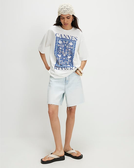 River Island Damen-T-Shirt Weiß Baumwolle Cannes Grafik - Image 2