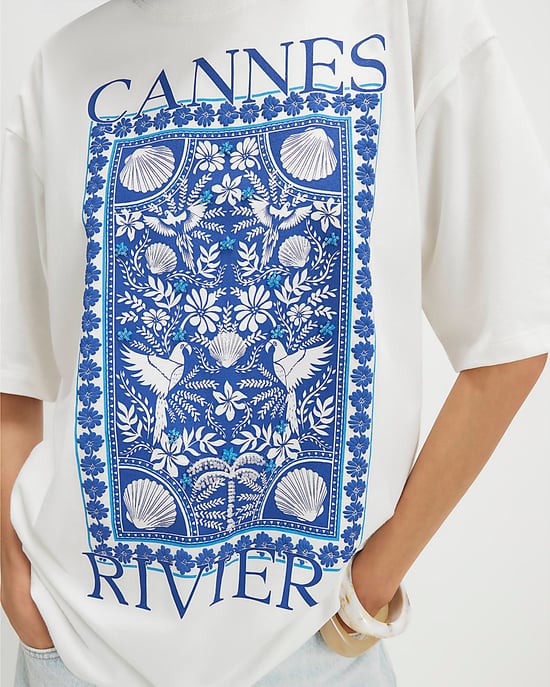 River Island Damen-T-Shirt Weiß Baumwolle Cannes Grafik - Image 4