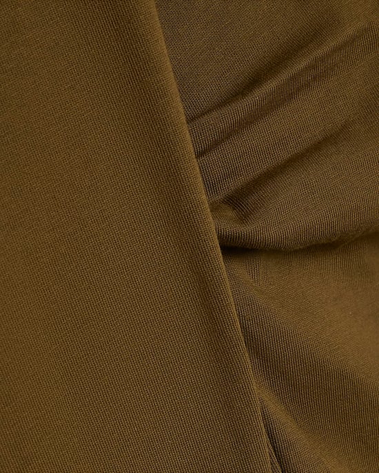 River Island Damen-T-Shirt Khaki Baumwolle Kurzarm Faltenpartie vorn - Image 5