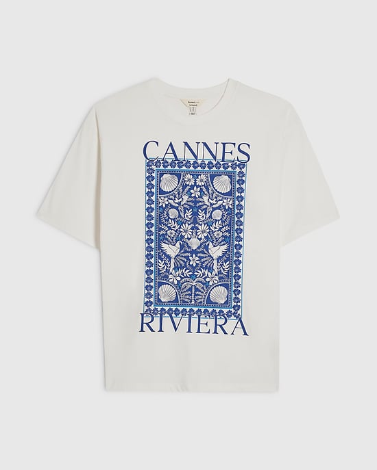 River Island Damen-T-Shirt Weiß Baumwolle Cannes Grafik - Image 6