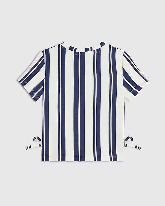 River Island Mädchen-T-Shirt Weiß Premium-Streifen-Schleife - Image 4