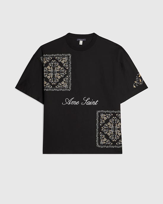 River Island Herren-T-Shirt Schwarz Baumwolle Ame Saint Midweight - Image 6