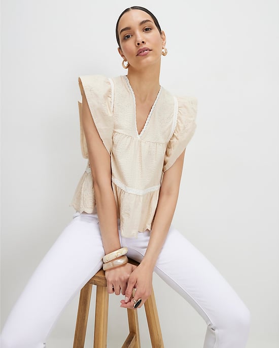 River Island Damenbluse Beige mit Stickerei und V-Ausschnitt - Image 2