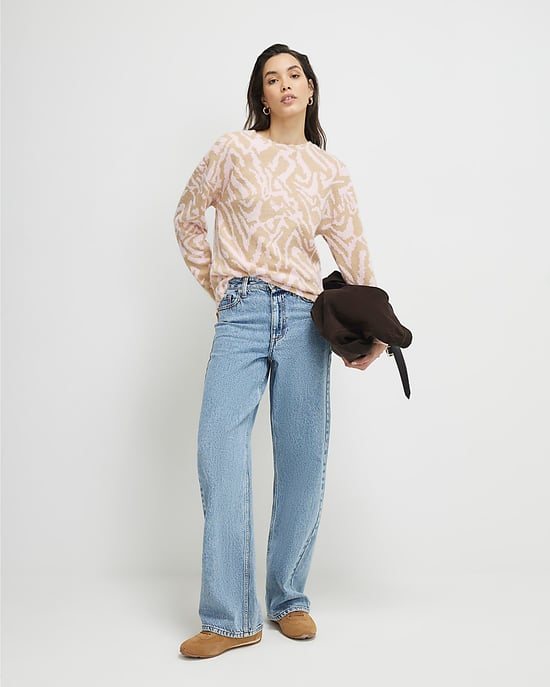 River Island Damenoberteil Rosa Langarm Zebradesign Kuschelig - Image 2