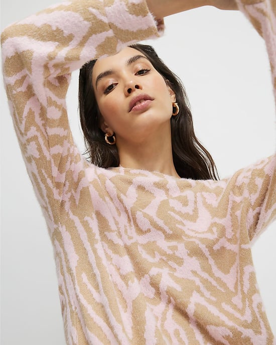 River Island Damenoberteil Rosa Langarm Zebradesign Kuschelig - Image 4