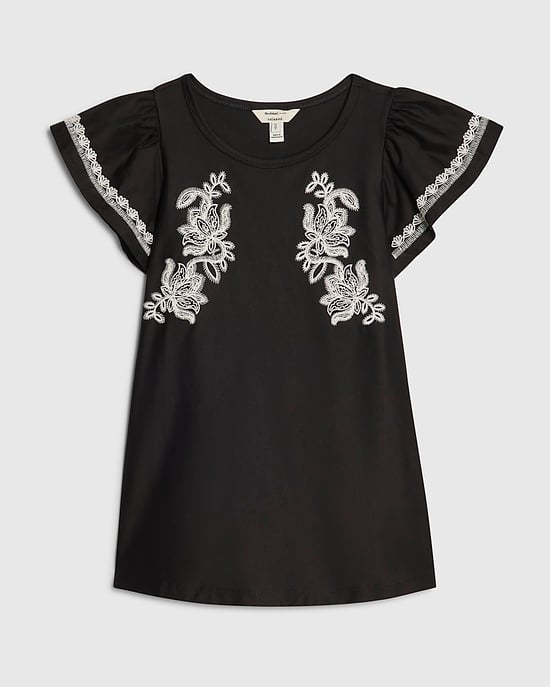 River Island Damenbluse Schwarz mit Applikation aus Popeline mit Rundhalsausschnitt - Image 6