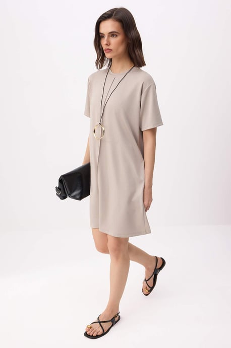 TRENDYOLMİLLA Damen Beige Einfarbig Kurz / Mini Kurz Casual Gerade Kleider - Image 5