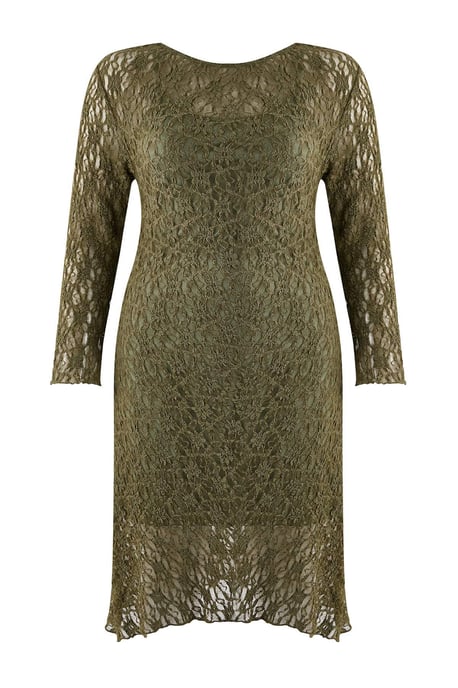 Trendyol Curve Damen Khaki Einfarbig Kurz / Mini Lang Casual A-Linie Große Größen Kleid - Image 4