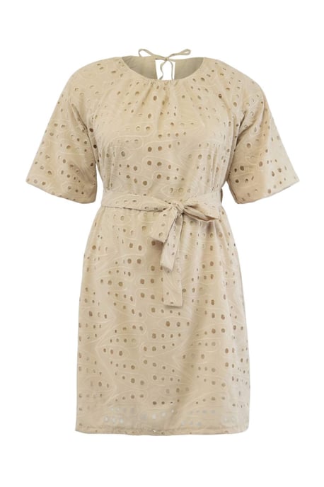 Trendyol Curve Damen Beige Geblümt Kurz / Mini Kurz Casual A-Linie Große Größen Kleid - Image 5