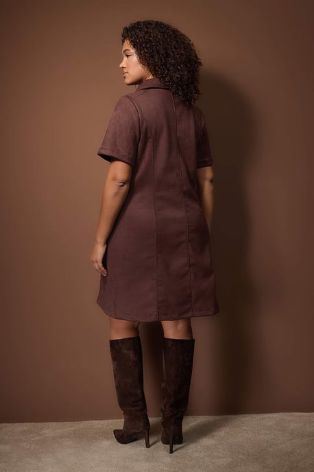 Trendyol Curve Damen Braun Einfarbig Kurz / Mini Kurz Casual A-Linie Große Größen Kleid - Image 3