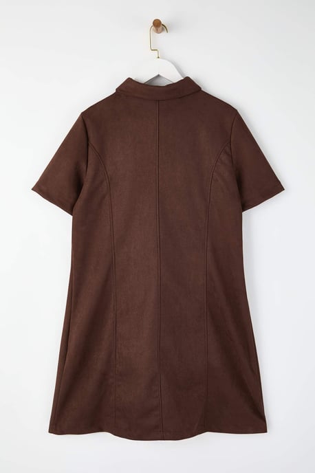 Trendyol Curve Damen Braun Einfarbig Kurz / Mini Kurz Casual A-Linie Große Größen Kleid - Image 5