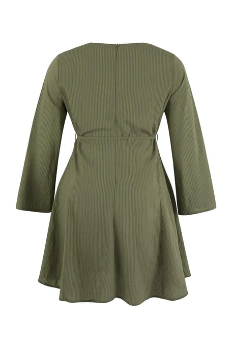 Trendyol Curve Damen Khaki Gestreift Kurz / Mini Lang Casual A-Linie Große Größen Kleid - Image 4