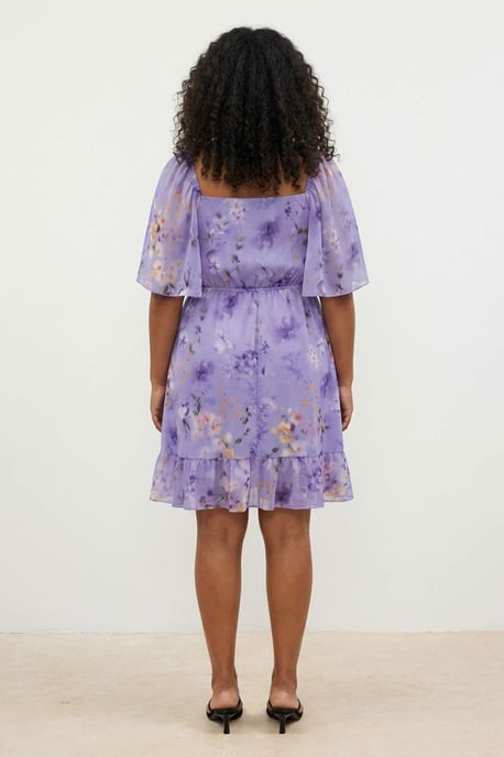Trendyol Curve Damen Lila Gepunktet Kurz / Mini Kurz Elegant/Abend A-Linie Große Größen Kleid - Image 5