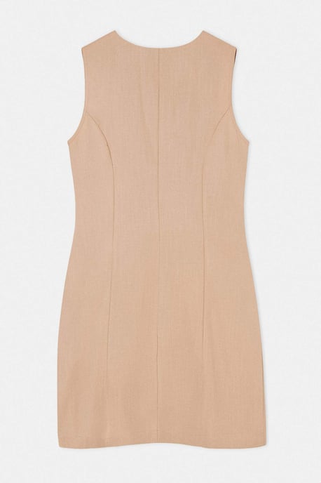 TRENDYOLMİLLA Damen Beige Einfarbig Kurz / Mini Ärmellos Casual Hemdblusenkleid Kleider - Image 2
