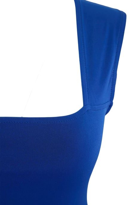 Trendyol Curve Damen Blau Einfarbig Kurz / Mini Ärmellos Skater Große Größen Kleid - Image 4