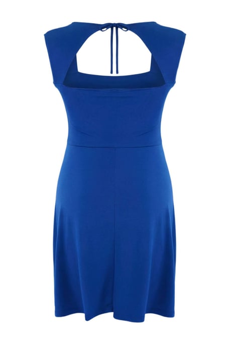 Trendyol Curve Damen Blau Einfarbig Kurz / Mini Ärmellos Skater Große Größen Kleid - Image 5