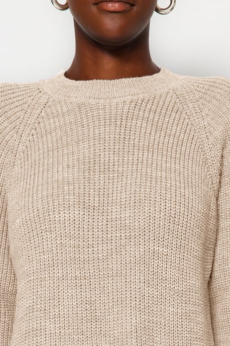 TRENDYOLMİLLA Damen Beige Einfarbig Extra Kurz / Super Mini Lang Casual Gerade Kleider - Image 3