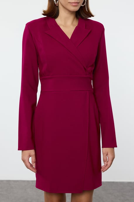 TRENDYOLMİLLA Damen Lila Einfarbig Kurz / Mini Lang Business Blazer Kleid Kleider - Image 2