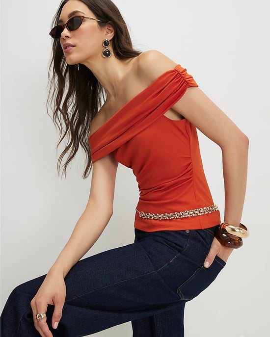 River Island Damen Bardot-Top Orange Kurzarm - Image 2