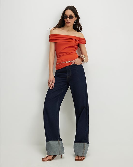 River Island Damen Bardot-Top Orange Kurzarm - Image 4