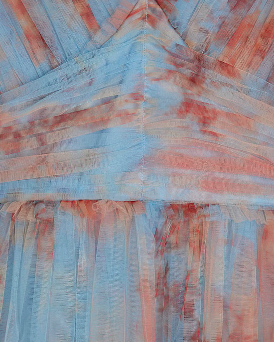 River Island Damen-Tülltop Blau Kurzarm V-Ausschnitt - Image 5