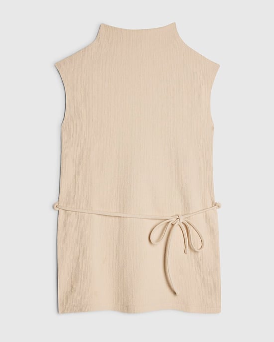 River Island Damenoberteil Beige Baumwollmischung Strukturierter Bindegürtel - Image 6