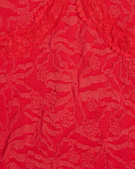 River Island Damenoberteil Rot mit kurzen Ärmeln und strukturiertem Spitzenbesatz - Image 5