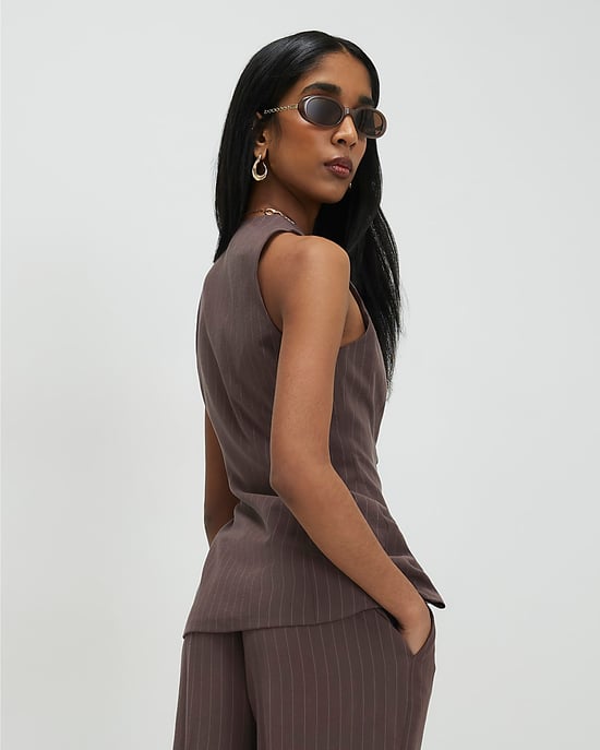 River Island Damenoberteil Braun Gestreift Mit Weicher Bindefront - Image 3