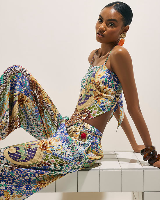 River Island Damenoberteil Blau Asymmetrischer Kachelprint - Image 4