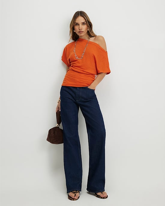 River Island Damen Drapiertes Oberteil Orange Mit Bündchenabschluss - Image 2