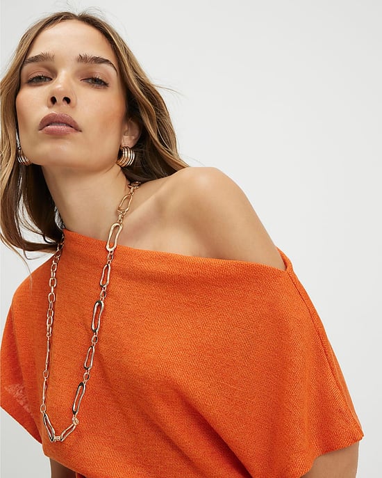 River Island Damen Drapiertes Oberteil Orange Mit Bündchenabschluss - Image 4